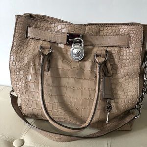 🛑SOLD🛑MichaelKors CrocTexture LeatherHamiltonBag
